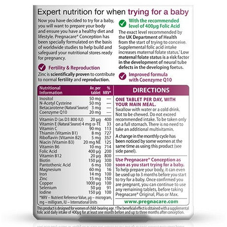 Pregnacare Conception (30 tablets) - Before conception, trying for a baby - from Vitabiotics UK