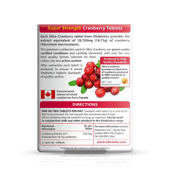 Ultra Cranberry (30 tablets) - Super Strength - Certified from Vitabiotics UK