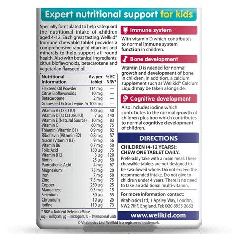 Wellkid Immune Chewable - Help the immune system function of your kids - Certified from Vitabiotics
