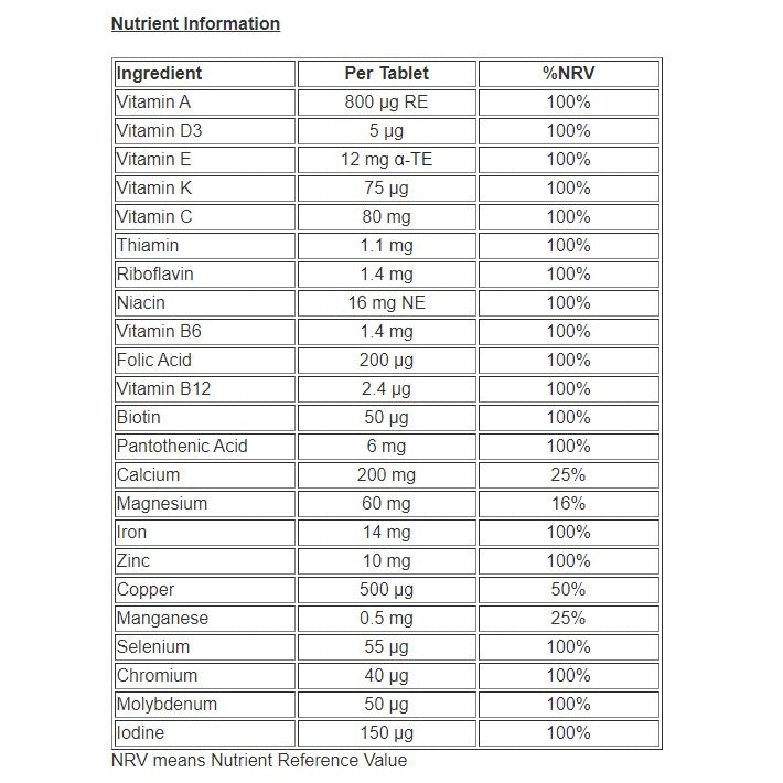 AZ Multivitamin - 30 Tablets - Certified from Boots UK