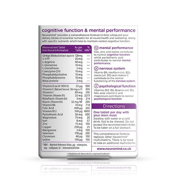 Neuromind Original - 30 tablets - Feel your mind - Certified from Vitabiotics UK