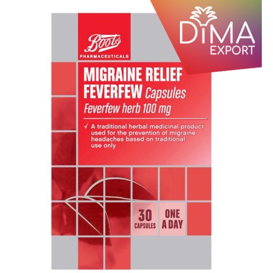 Migraine Relief Feverfew Capsules - 30 Capsules - Certified from Boots UK