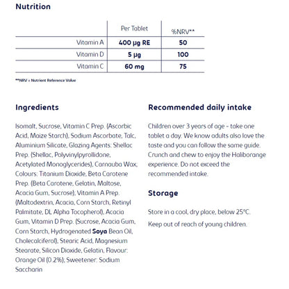 Haliborange Vitamins A, C & D - 120 Orange Flavour Chewable Tablets - Certified from Haliborange