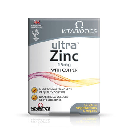 Ultra Zinc - 15mg with Copper - 60 Tablets - Certified from Vitabiotics UK