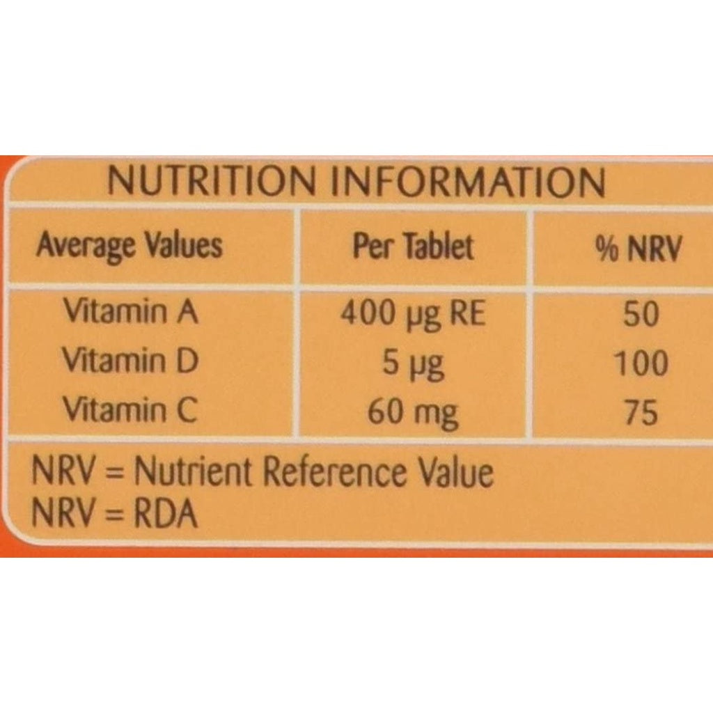 Haliborange Vitamins A, C & D - 120 Orange Flavour Chewable Tablets - Certified from Haliborange