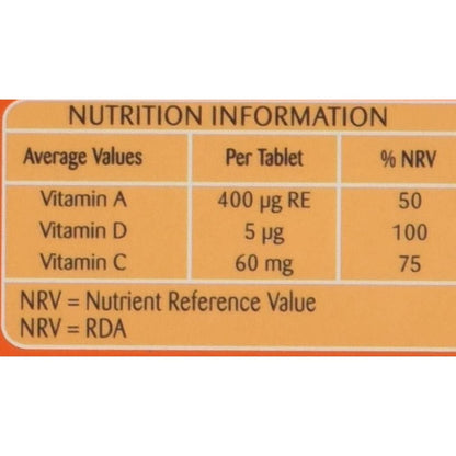 Haliborange Vitamins A, C & D - 120 Orange Flavour Chewable Tablets - Certified from Haliborange