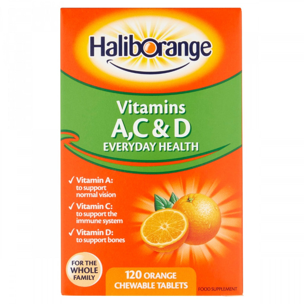 Haliborange Vitamins A, C & D - 120 Orange Flavour Chewable Tablets - Certified from Haliborange