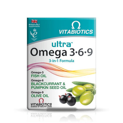Ultra Omega 3-6-9 (60 capsules) - 3 in 1 formula - Certified from Vitabiotics UK