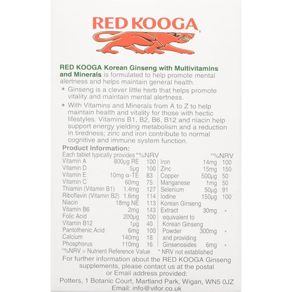 Korean Ginseng with Multivitamins & Minerals - 32 Tablets - Certified from Red Kooga UK