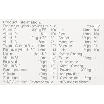 Korean Ginseng with Multivitamins & Minerals - 32 Tablets - Certified from Red Kooga UK