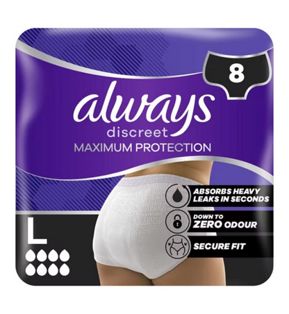 Always Discreet Maximum Protection Underwear - 8 pcs - Certified from Always