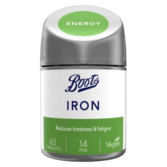 Iron 14mg - 60 Tablets - Reduces tiredness and fatigue - Certified from Boots UK