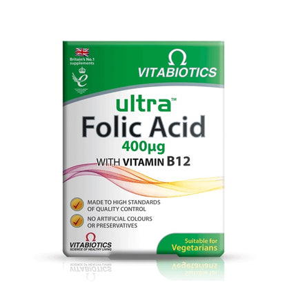 Ultra Folic Acid (60 tablets) - With vitamin B12 - from Vitabiotics UK
