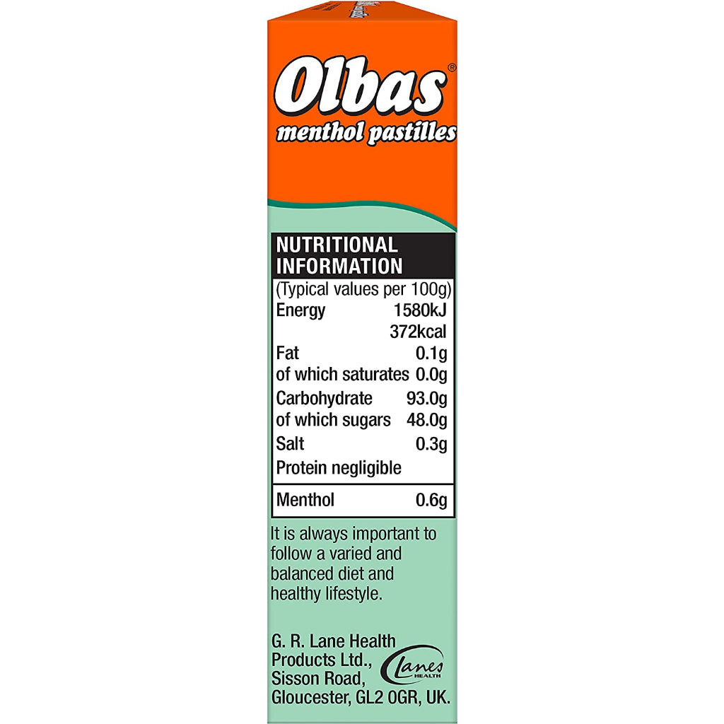 Olbas Menthol Pastilles - Essential Oils and Menthol Pastilles - Cerfified from Olbas Uk