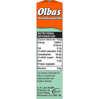 Olbas Menthol Pastilles - Essential Oils and Menthol Pastilles - Cerfified from Olbas Uk