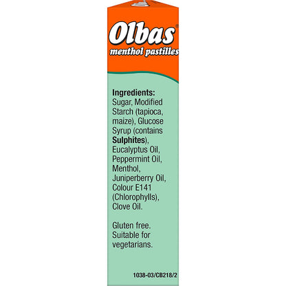 Olbas Menthol Pastilles - Essential Oils and Menthol Pastilles - Cerfified from Olbas Uk