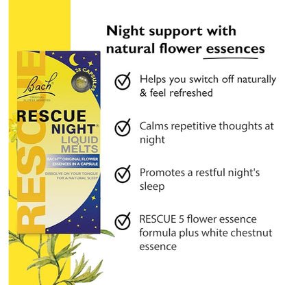 Bach Rescue Remedy Night Liquid Melts - 28 Capsules - Certified from Bach