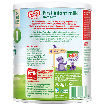 Cow & Gate 1 First Infant Milk Powder - 700gr - Breastmilk substitute - Certified from Cow & Gate