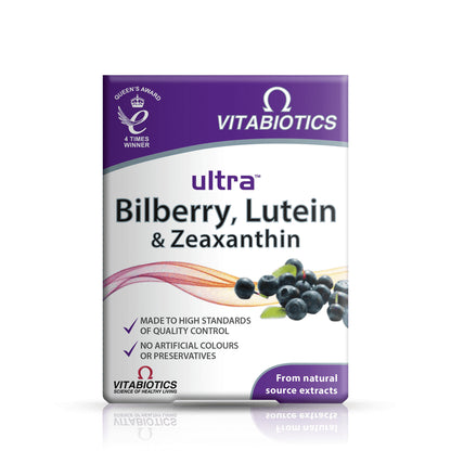 Ultra Bilberry, Lutein & Zeaxanthin - 30 Tablets - Certified from Vitabiotics UK