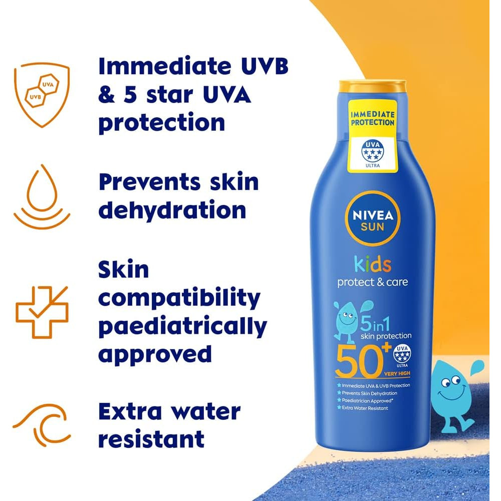 Nivea Sun Kids Protect & Care Suncream Lotion - SPF 50+, 200ml - Certified from Nivea