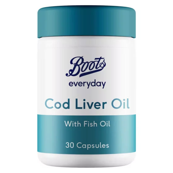 Boots Cod Liver Oil with Fish Oil - 30 Tablets - Certified from Boots UK