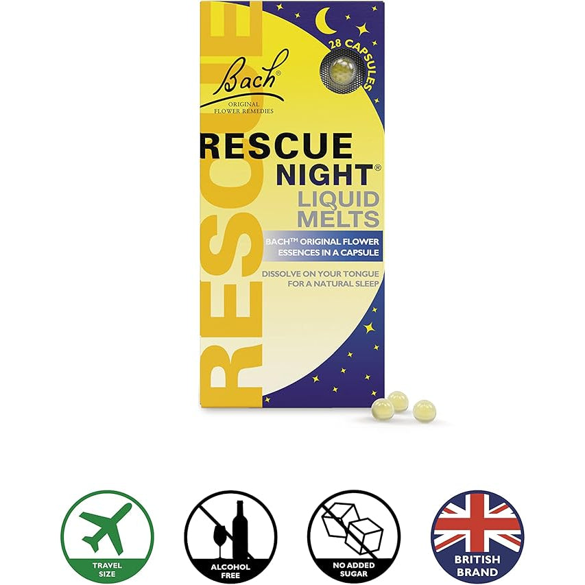 Bach Rescue Remedy Night Liquid Melts - 28 Capsules - Certified from Bach
