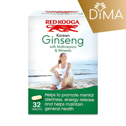 Korean Ginseng with Multivitamins & Minerals - 32 Tablets - Certified from Red Kooga UK