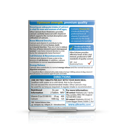 Ultra Calcium and Vitamin D  - 30 Tablets - Certified from Vitabiotics UK