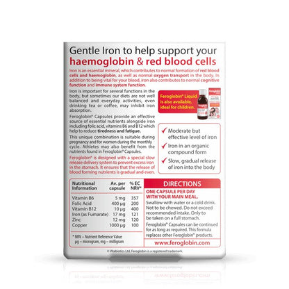 Feroglobin Capsules (30 tablets) - Super Strength - Certified from Vitabiotics UK