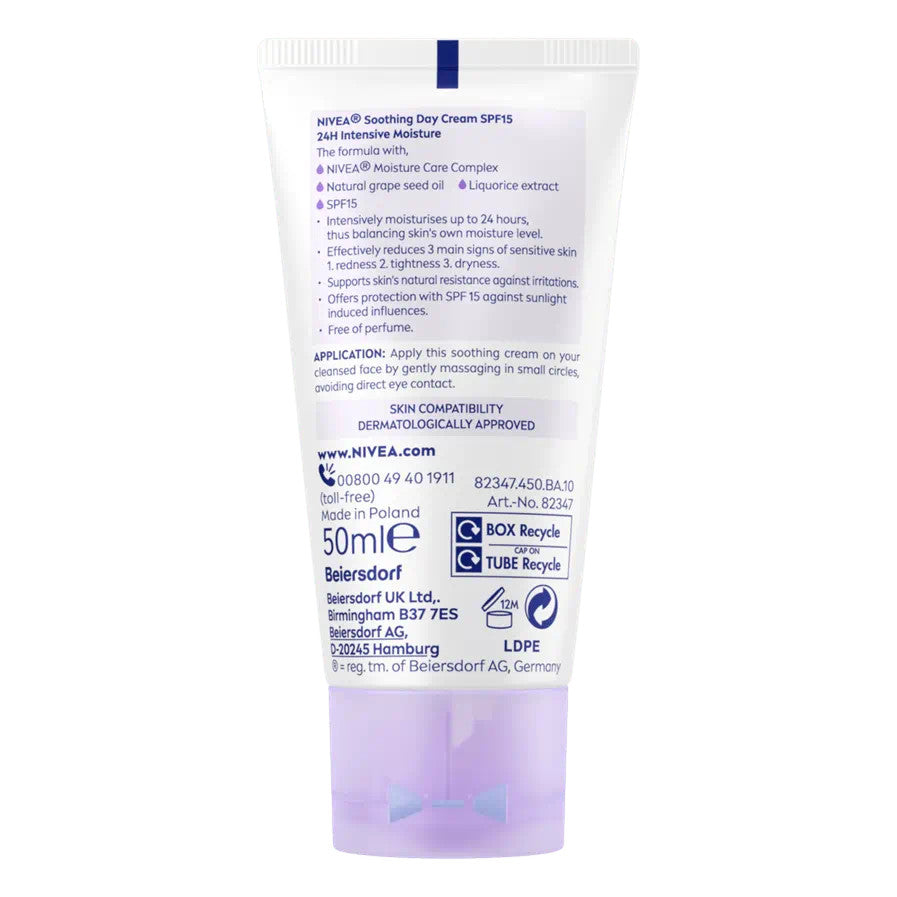 Soothing Day Cream 24H Moisture - Natural Grape Seed Oil - Sensitive Skin - Certified from Nivea