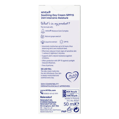 Soothing Day Cream 24H Moisture - Natural Grape Seed Oil - Sensitive Skin - Certified from Nivea