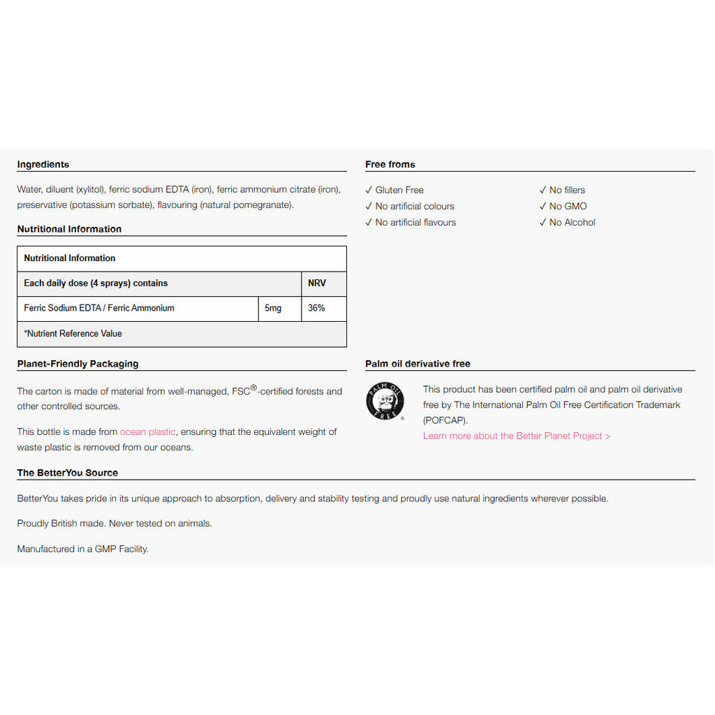Iron 5 Oral Spray - 5mg - Certified from BetterYou
