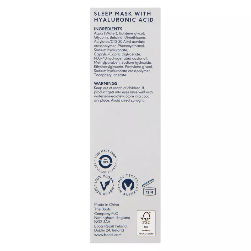 Boots Men Everyday Skin Sleep Mask Hyaluronic Acid Overnight - 30ml - Certified from Boots UK