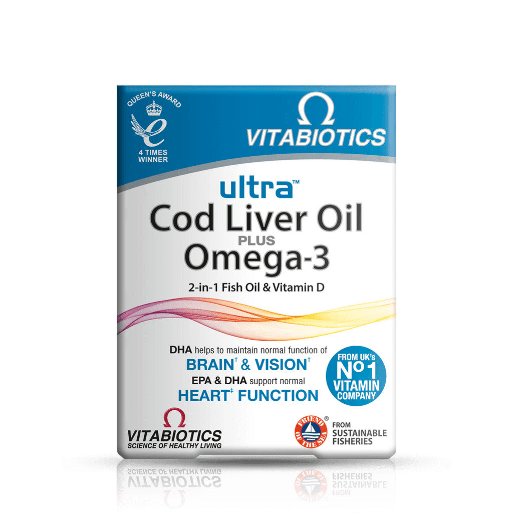 Ultra Cod Liver Oil (60 Capsule) - Plus Omega 3 - Certified from Vitabiotics UK