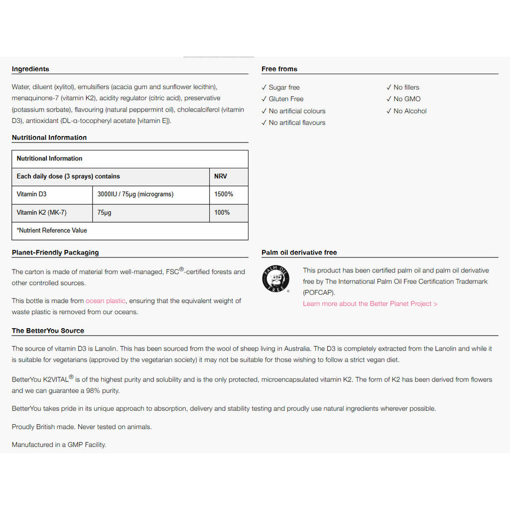 Vitamin D3 + K2 Oral Spray - Certified from BetterYou
