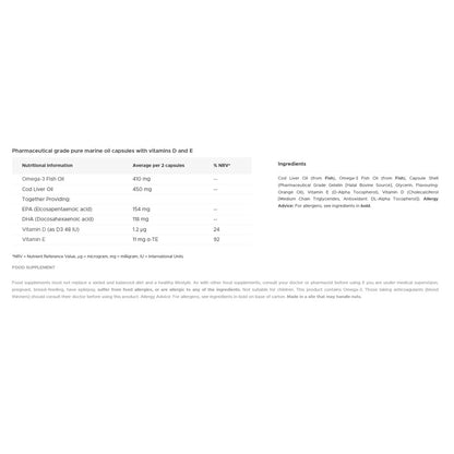 Ultra Cod Liver Oil (60 Capsule) - Plus Omega 3 - Certified from Vitabiotics UK