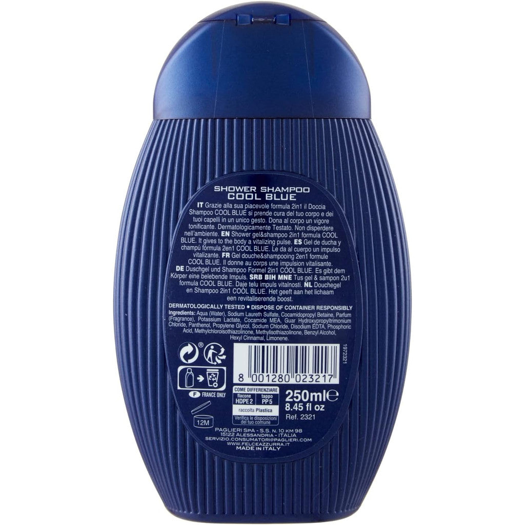 Felce Azzurra Shower Gel & Shampoo - Cool Blue -  250ml - Certified from Felce Azzurra